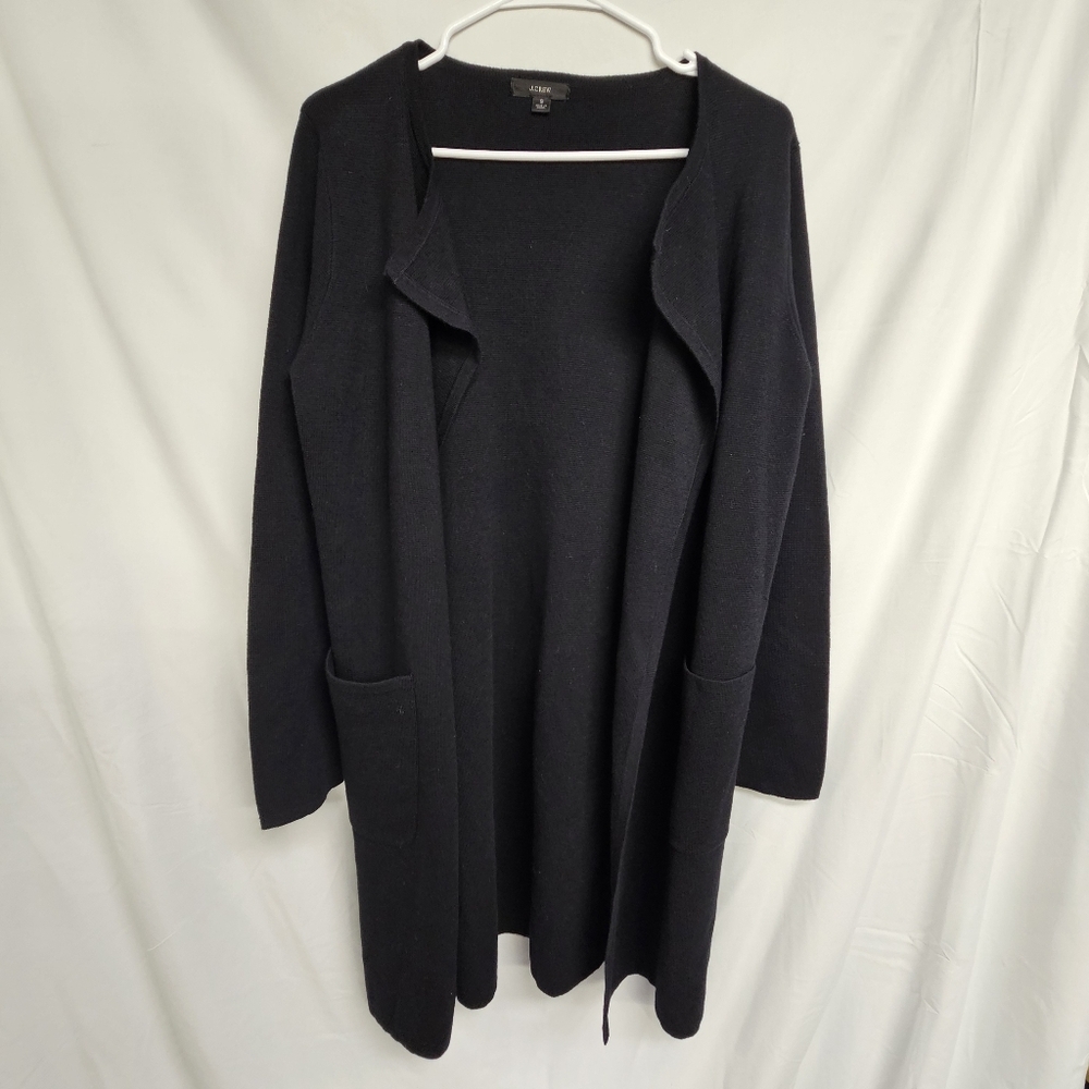 J.Crew Juliette Collarless Sweater Blazer Linen Blend Size Small Black EUC